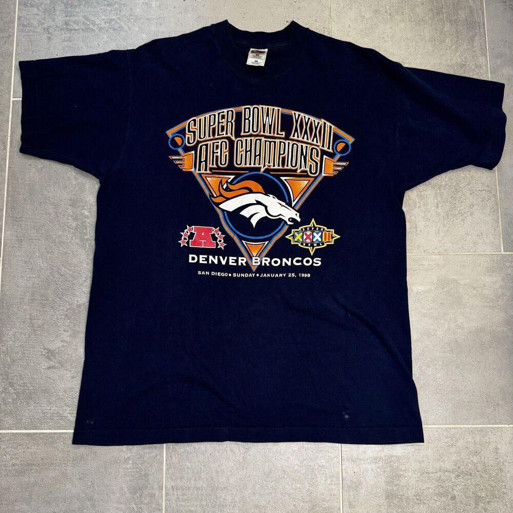 VTG 1998 Denver Broncos Super Bowl XXXII AFC Champions T-Shirt - Size XL